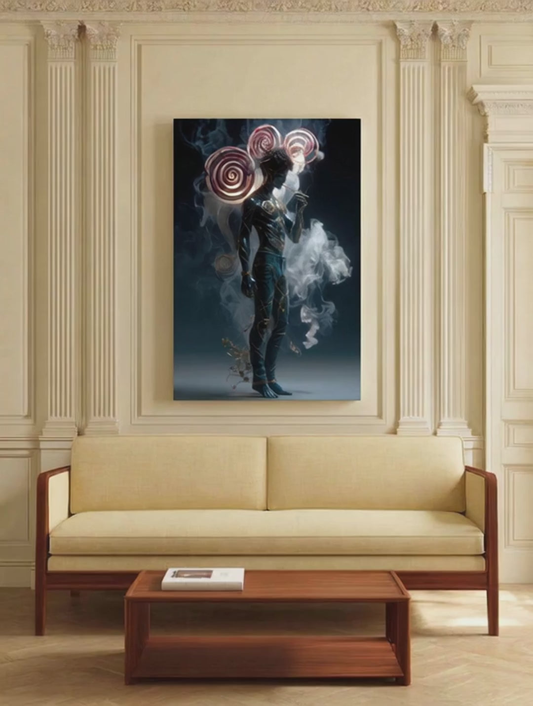 Neon Reverie – Surreal Atmospheric Gold Wire Wall Art 472