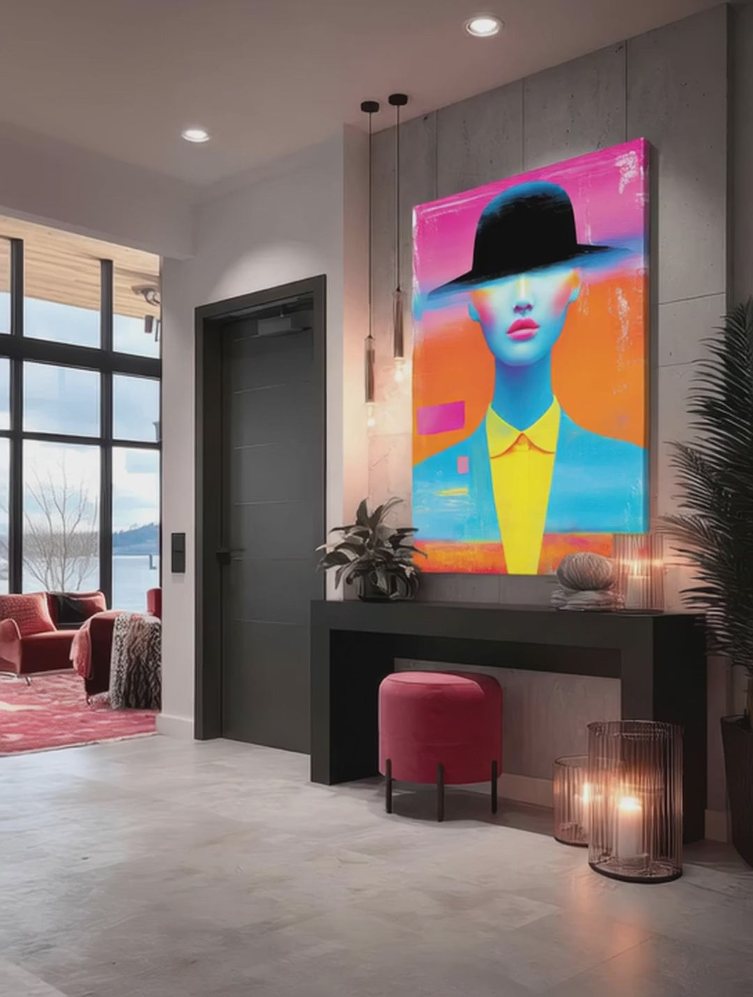 Vivid Anonymity – Surreal Neon Portrait Wall Art 555