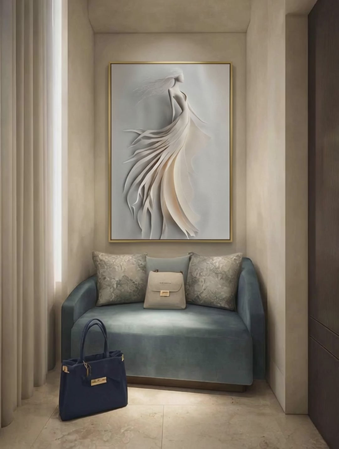 Ethereal Motion – Surreal Paper Relief Figure Wall Art 478