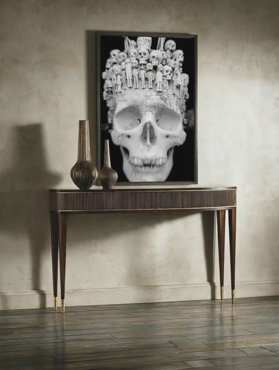Skull and Figures – Surreal Sculptural Memento Mori Wall Art 446