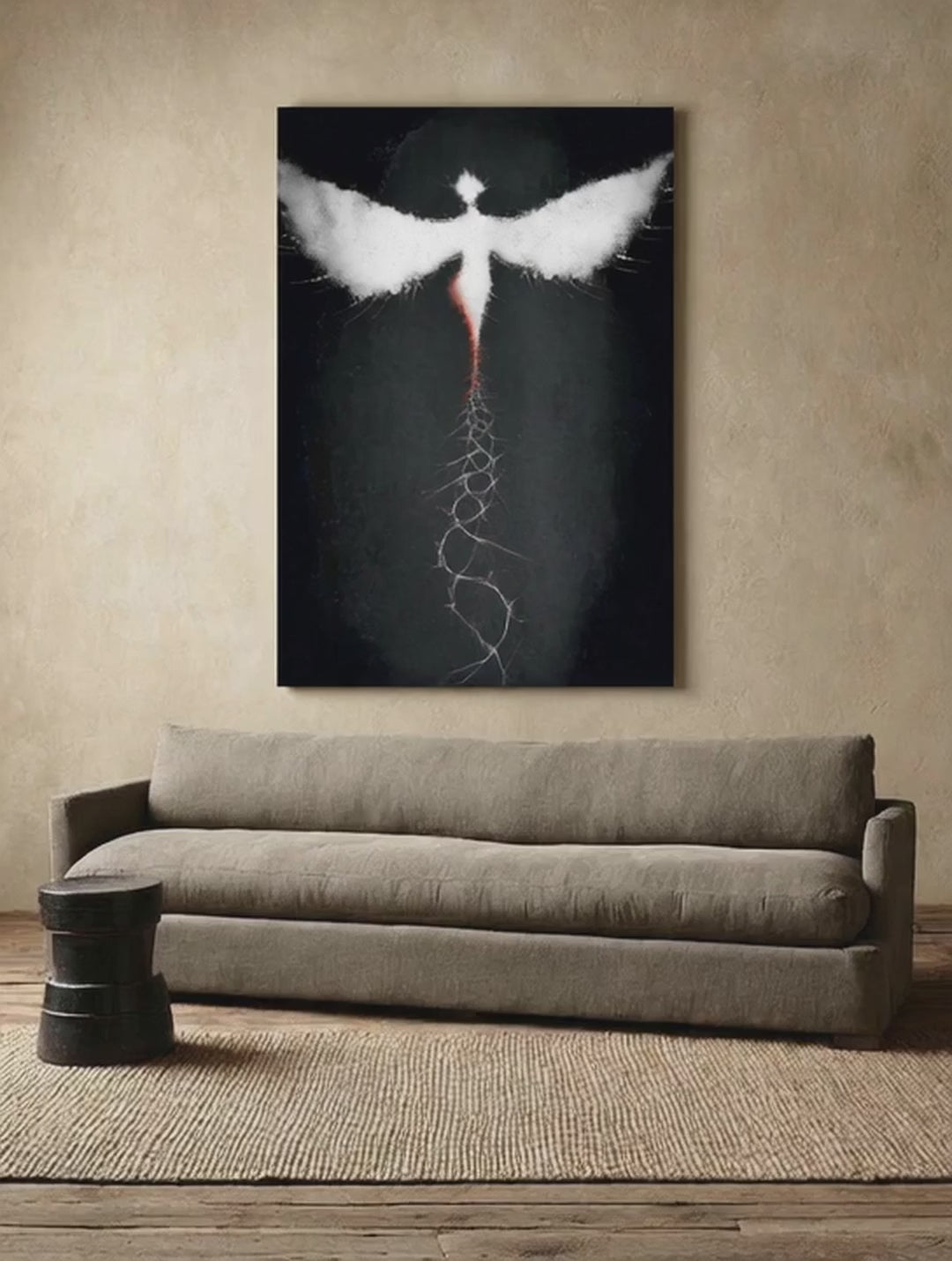 Etheric Descent – Surreal Winged Abstract Wall Art 599