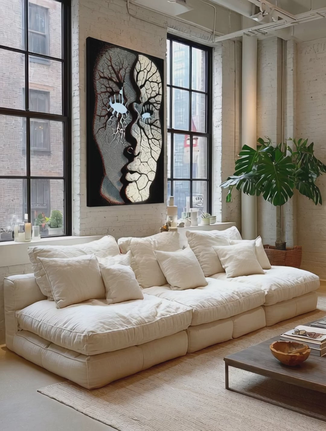 Divided Reflection – Surreal Fractured Duality Wall Art 539