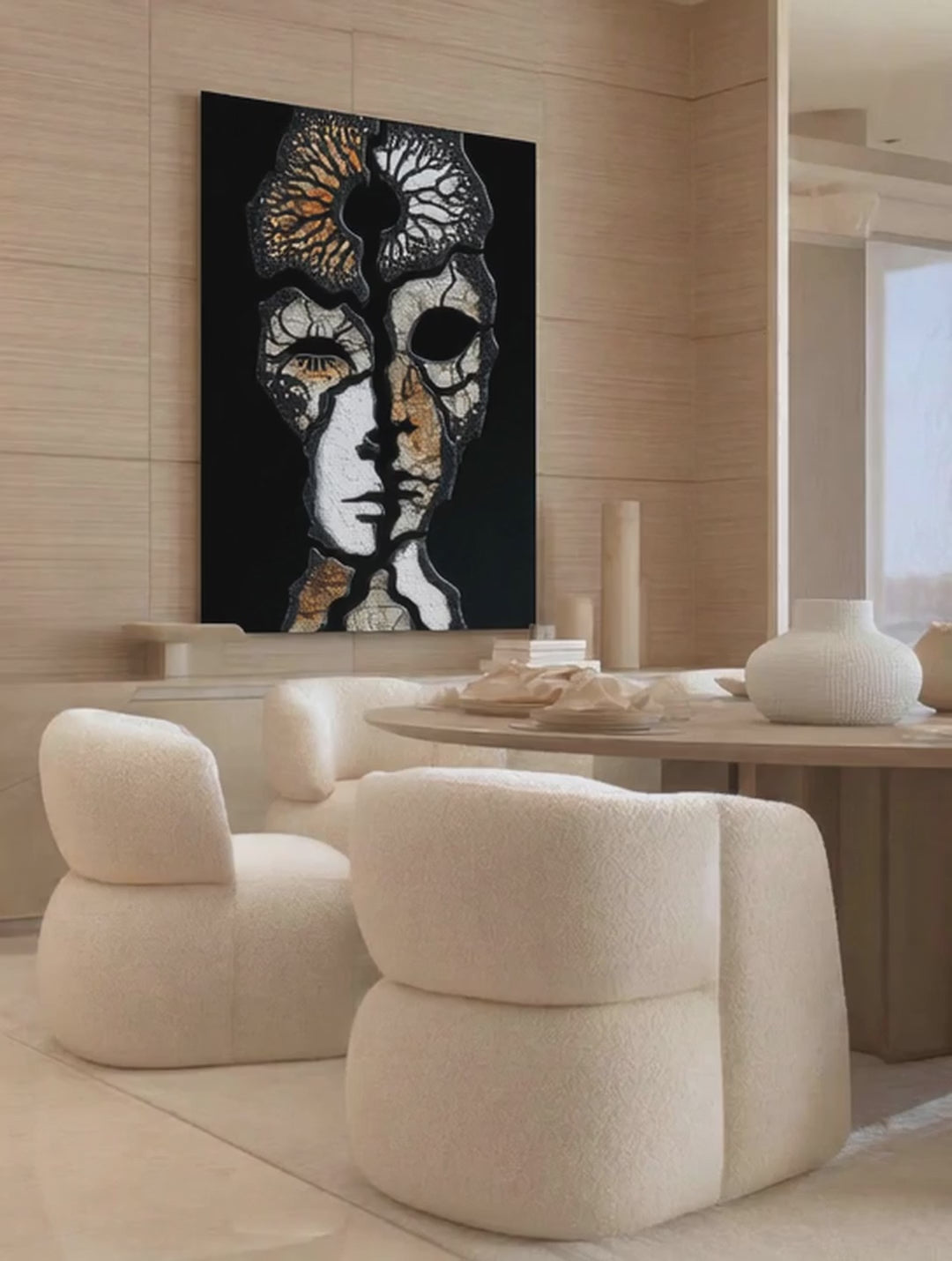 Two Faces – Surreal Gothic Stone Portrait Wall Art 585
