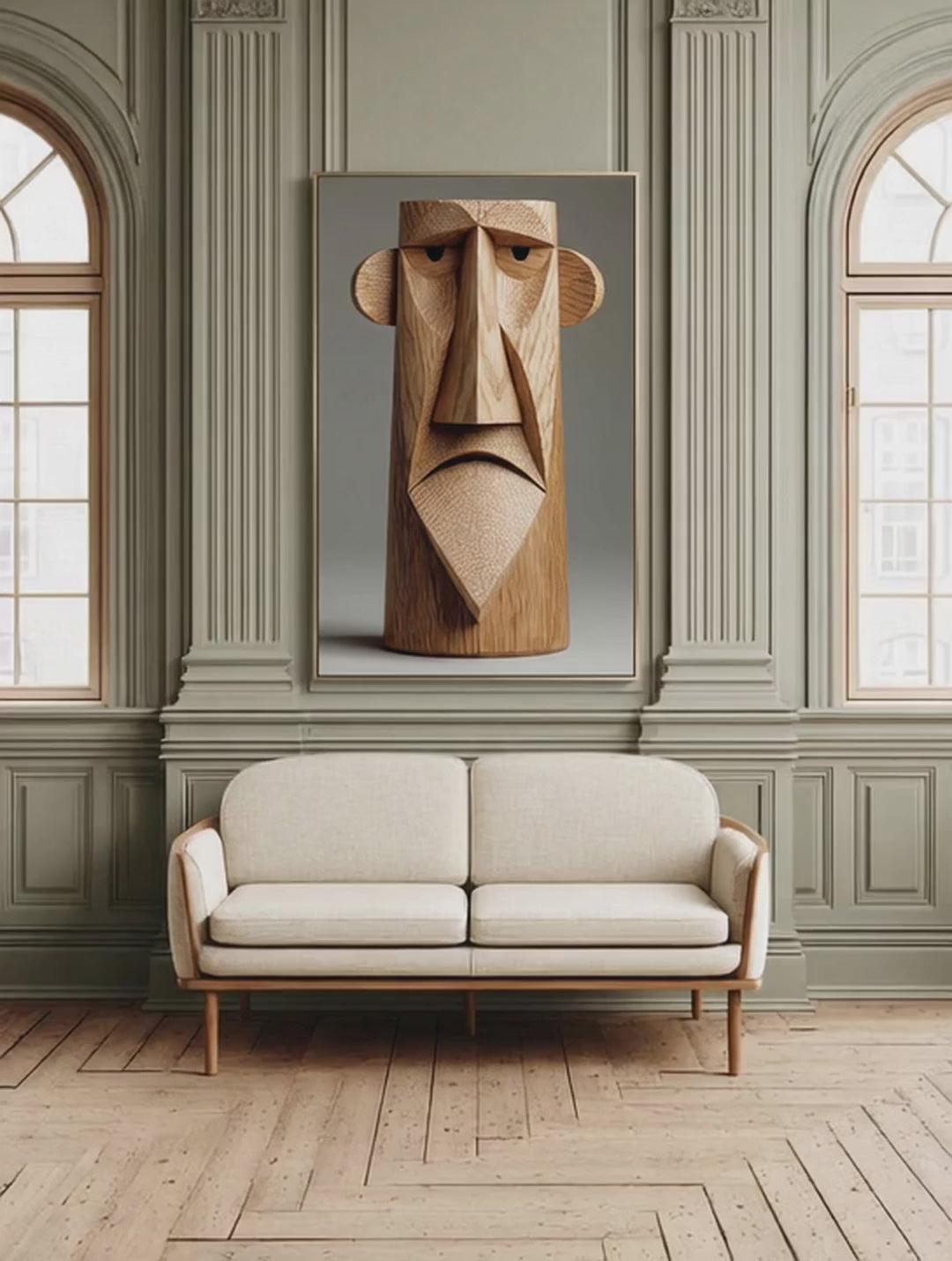 Wooden Face Sculpture – Surreal Sculptural Wall Art 101