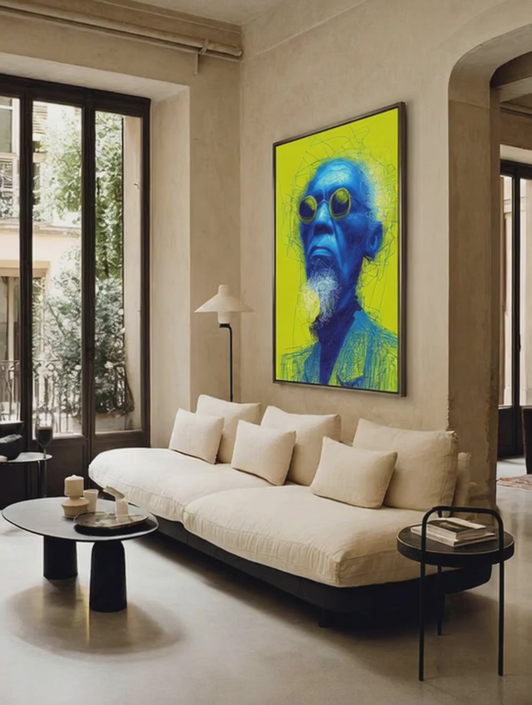 Blue Elder – Surreal Urban Line Art Portrait Wall Art 427