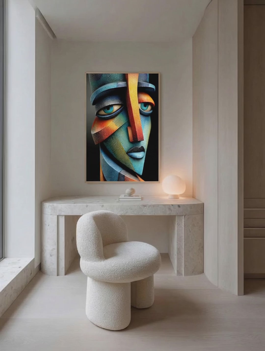 Faceted Face – Surreal Cubist Geometric Portrait Wall Art 461