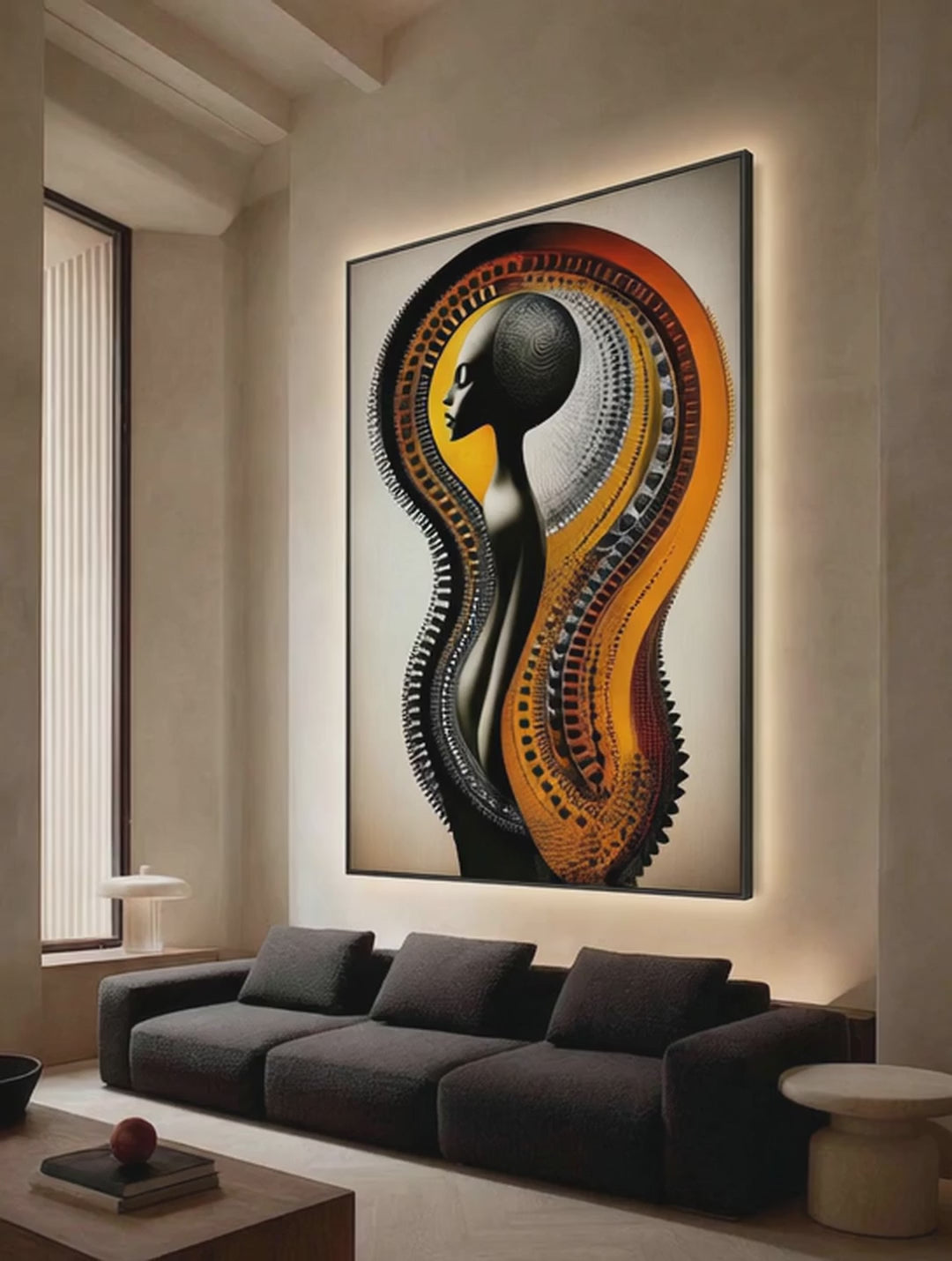 Golden Rhythm – Surreal Abstract Graphic Silhouette Wall Art 474