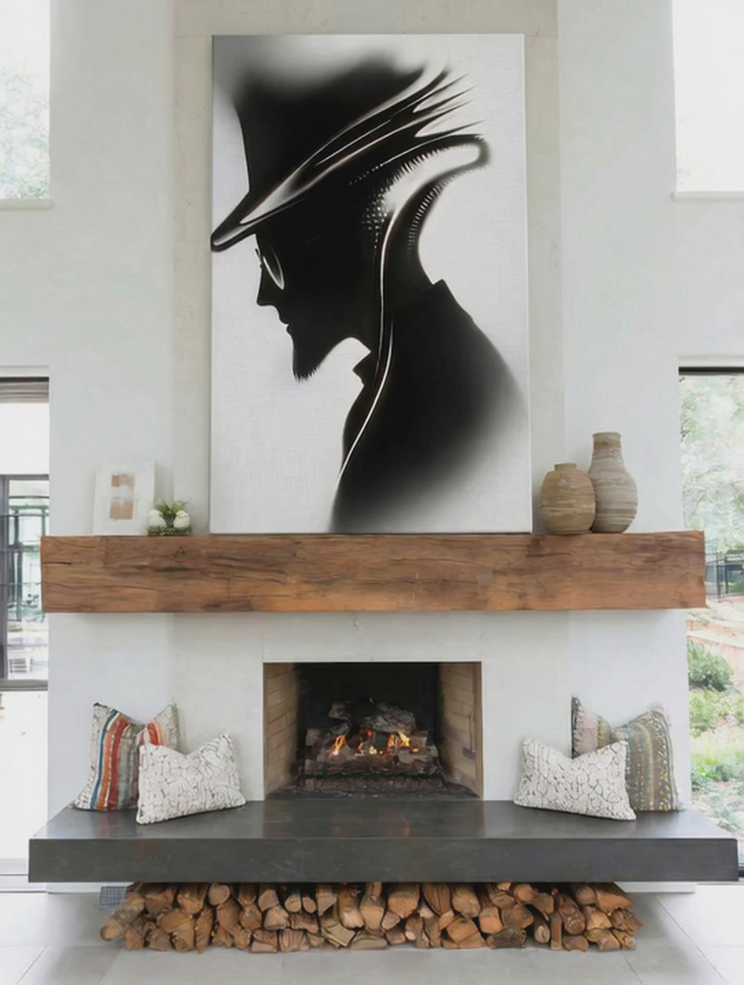 Noir Elegance – Surreal Futuristic Gentleman Wall Art 516