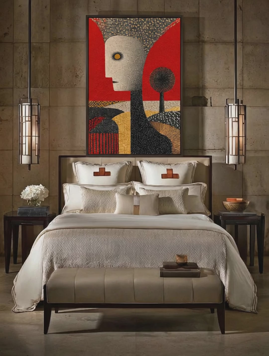 Folk Surreal Figure – Surreal Folk Art Wall Art 098